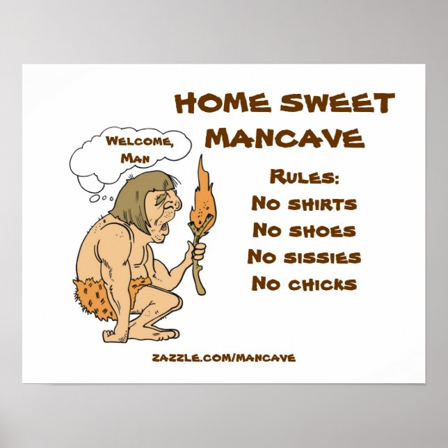 Caveman Mancave Rules Poster (Vorne)