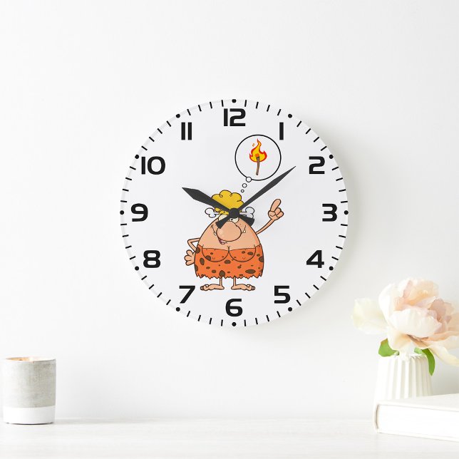 Cavewoman denkt über den Feuerstau Große Wanduhr (Von Creator hochgeladen)