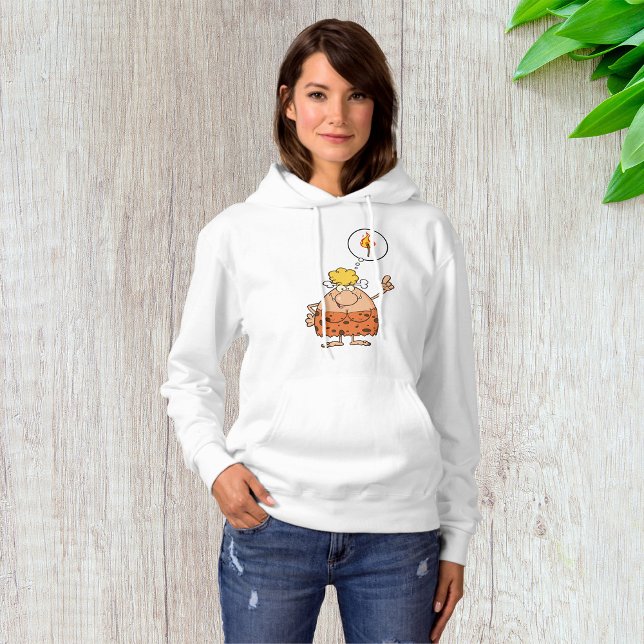 Cavewoman denkt über den Feuerstau Hoodie (Von Creator hochgeladen)