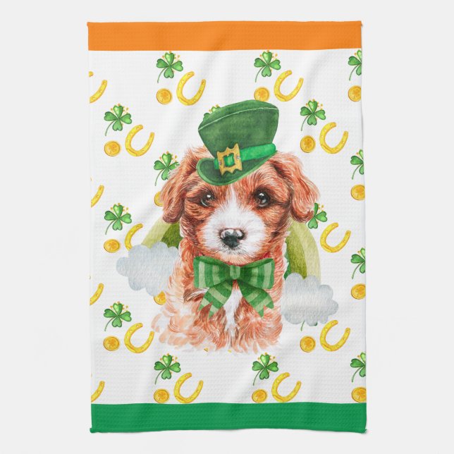 Cavoodle Holiday Wohngestaltung St Patricks Day Geschirrtuch (Vertikal)
