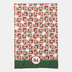 Cavoodle-Muster-Monogramm-Weihnachten-Hund Geschirrtuch