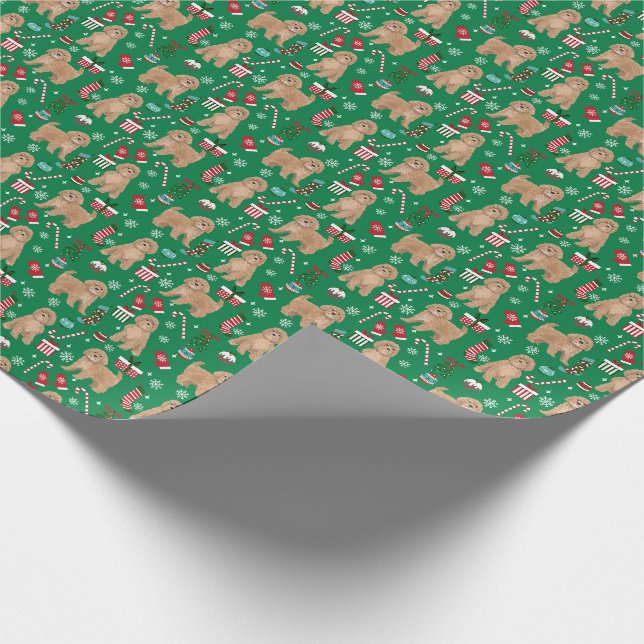 Cavoodle Weihnachtshundpapier Geschenkpapier (Ecke)