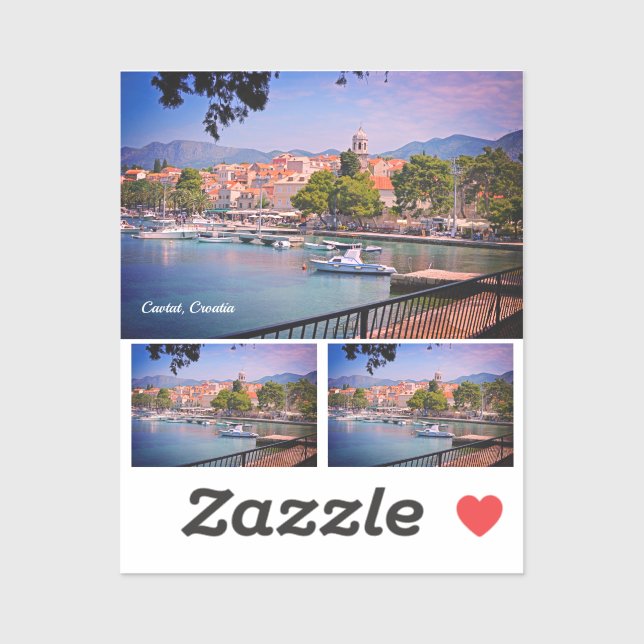 Cavtat, Kroatien Blick auf die Stadtrundschneide Aufkleber (Blatt)