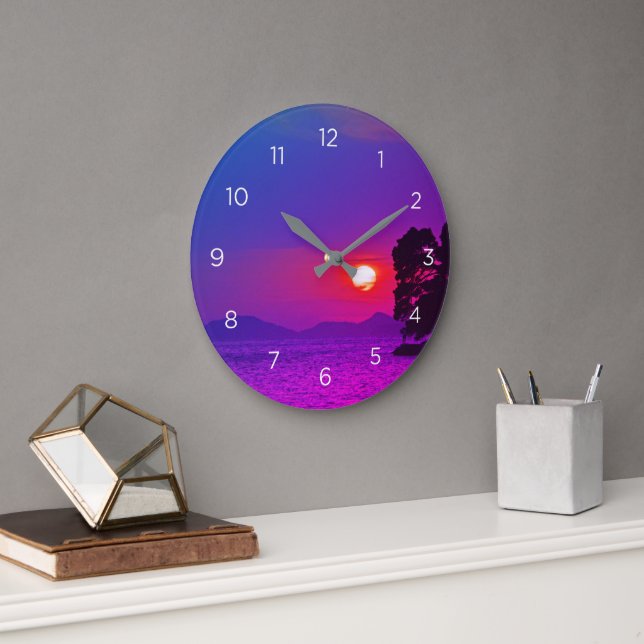 Cavtat, Kroatien mit Blick auf den Lila Sonnenunte Große Wanduhr (Büro)