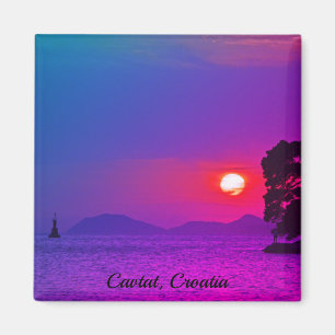 Cavtat, Kroatien mit Blick auf den Lila Sonnenunte Magnet