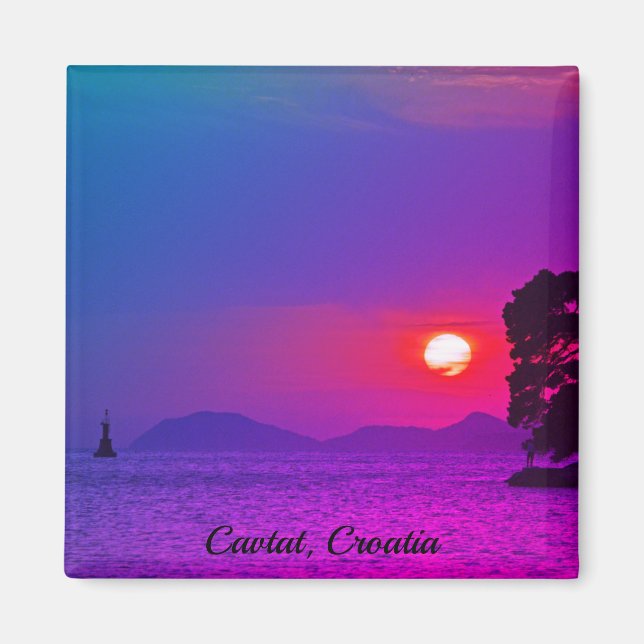 Cavtat, Kroatien mit Blick auf den Lila Sonnenunte Magnet (Vorne)