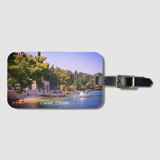 Cavtat, Kroatien Sicht auf den Strand Gepäckanhänger (Vorderseite (Horizontal))