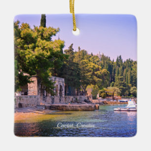 Cavtat, Kroatien Sicht auf den Strand Keramikornament