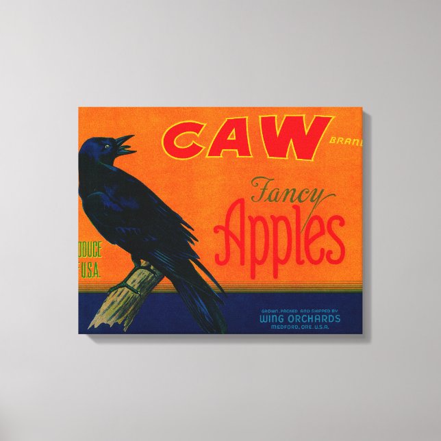 Caw Apple Crate LabelMedford, OR Leinwanddruck (Vorderseite)