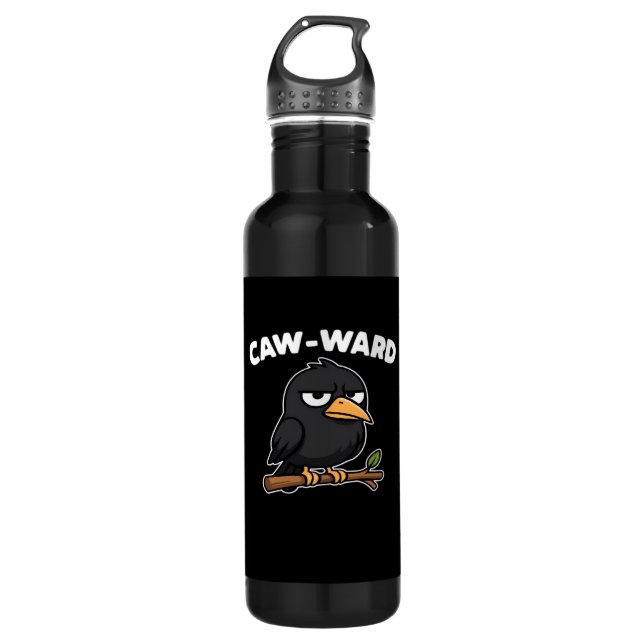 Caw-Ward lustiger Spruch Edelstahlflasche (Vorderseite)