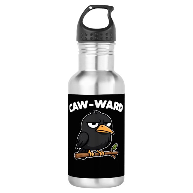Caw-Ward lustiger Spruch Edelstahlflasche (Vorderseite)