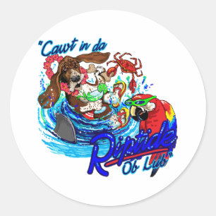 Cawt in da Riptide Runder Aufkleber