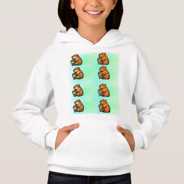 Caybara Drinking Boba Hoodie (Vorderseite)