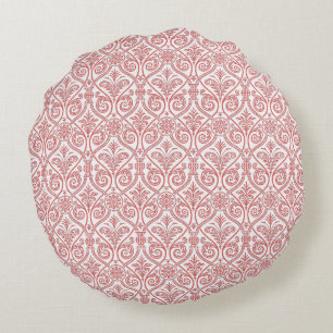 Cayenne et blanc Damask Coussin rond