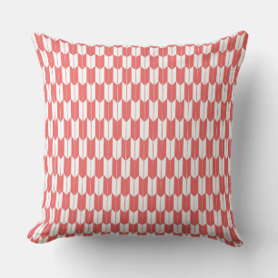 Cayenne & White Japanese Yagasuri Throw Pillow Kissen