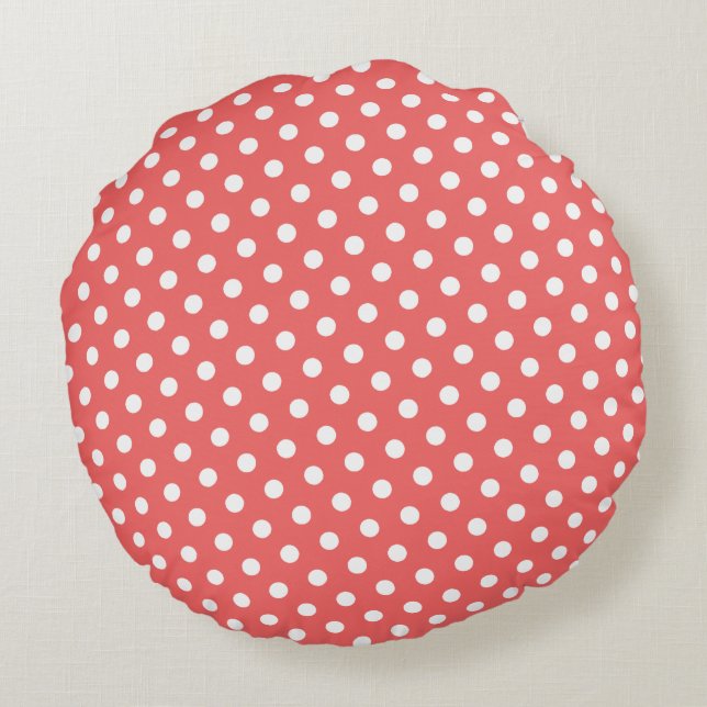 Cayenne & White Polka Coussins ronds point (Dos)