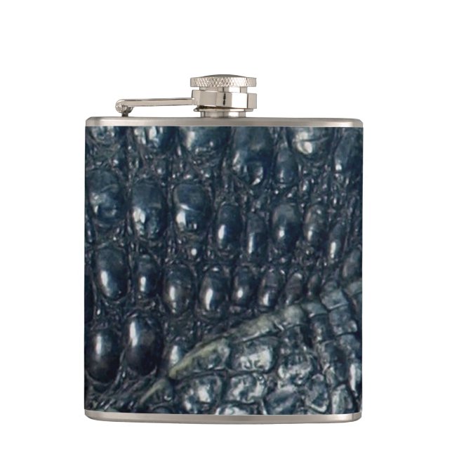 Cayman Crocodile Skin Reptile Flachmann (Vorderseite)