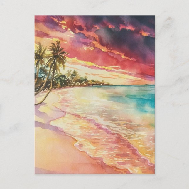 Cayman Insel Watercolor Malerei Postkarte (Vorderseite)