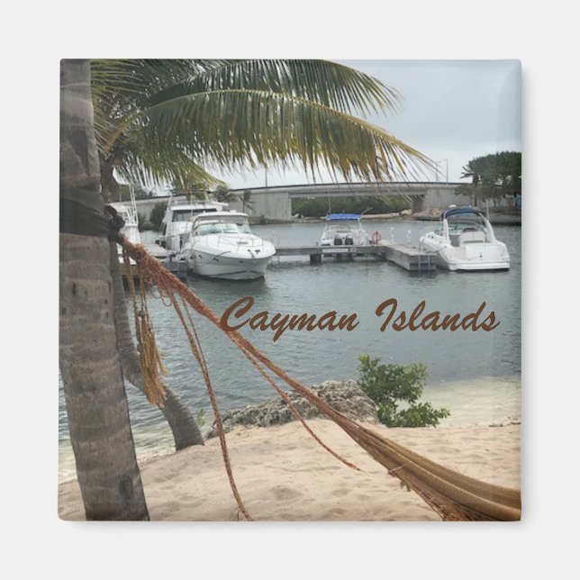 "Cayman Island Boats" Foto mit Logo Magnet (Vorne)
