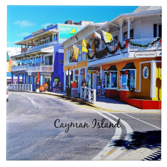 Cayman Islands Colorful Shops Fliese (Vorderseite)