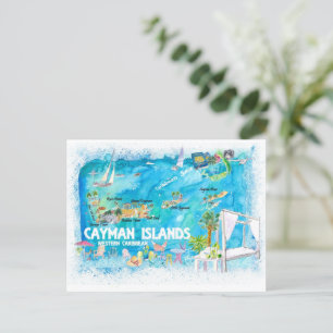 Cayman Islands Illustrierte Reisekarte mit Straßen Postkarte