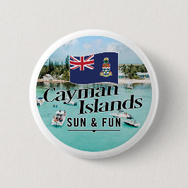 "Cayman Islands Sun & Fun" mit Flagge Button