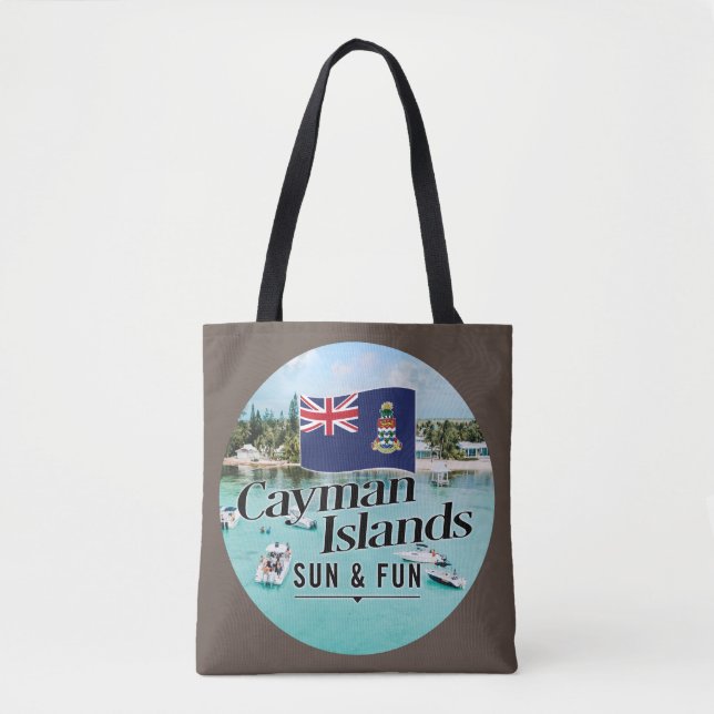 "Cayman Islands Sun & Fun" mit Flagge Tasche (Vorderseite)