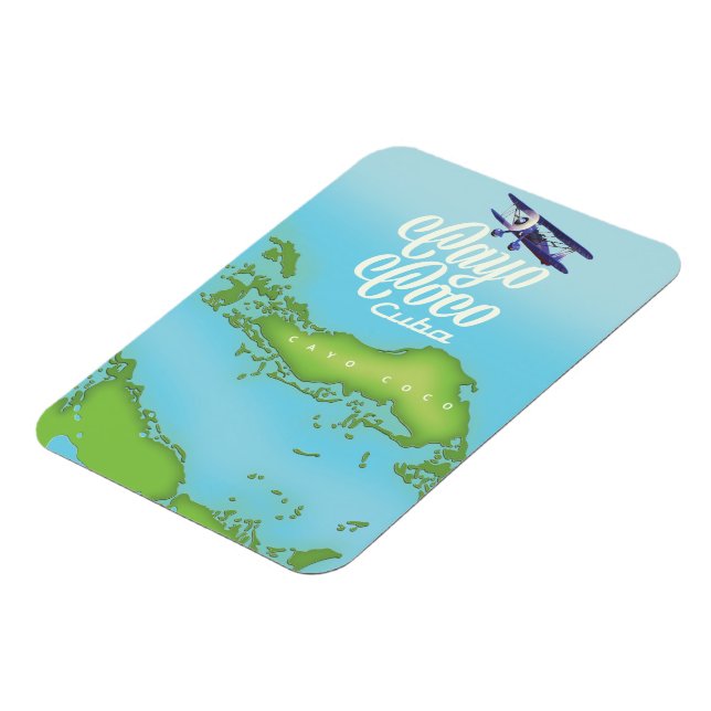 Cayo Coco Kuba Vintage Stilkarte. Magnet (Linke Seite)
