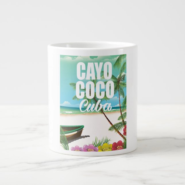 Cayo Coco Kubanisches Strandposter Jumbo-Tasse (Vorderseite)