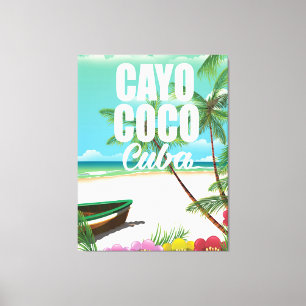 Cayo Coco kubanisches Strandurlaubs-Plakat Leinwanddruck
