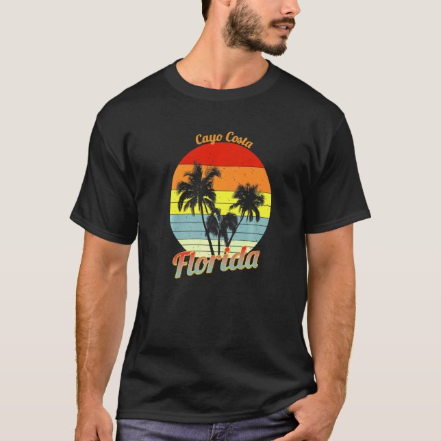Cayo Costa Florida Retro Tropical Palmen Vacat T-Shirt (Vorderseite)