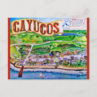 Cayucos California Map Postcard Postkarte