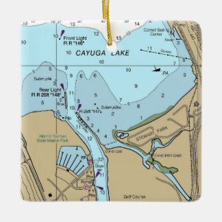Cayuga Lake Ithaca NY Chart Keramikornament