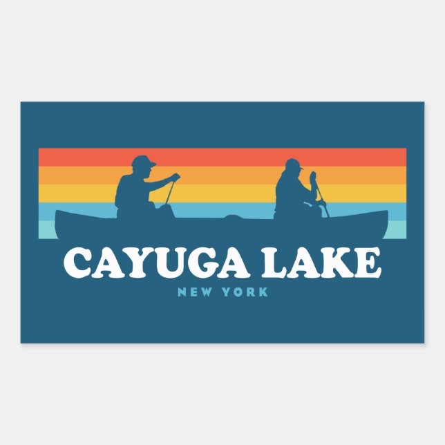 Cayuga Lake New York Canoe Rechteckiger Aufkleber (Vorderseite)