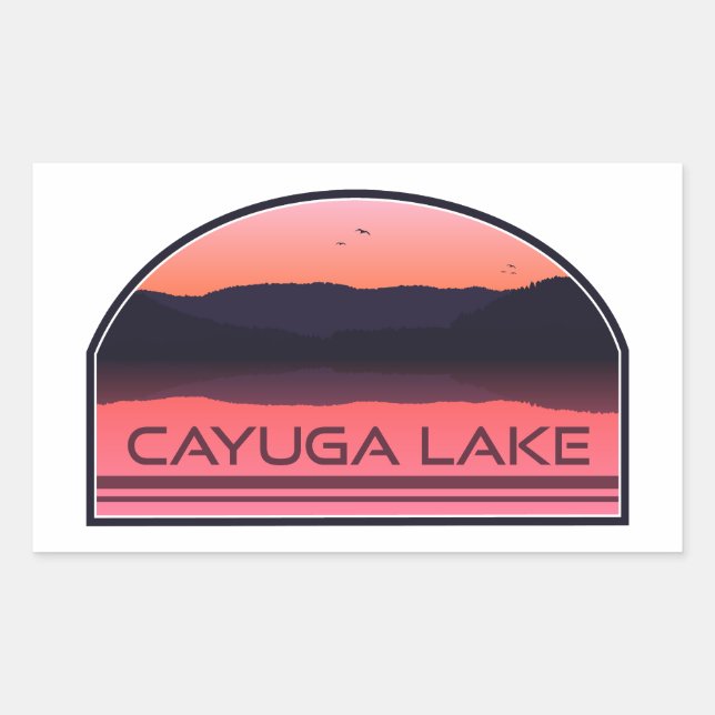 Cayuga Lake New York Red Sunrise Rechteckiger Aufkleber (Vorderseite)