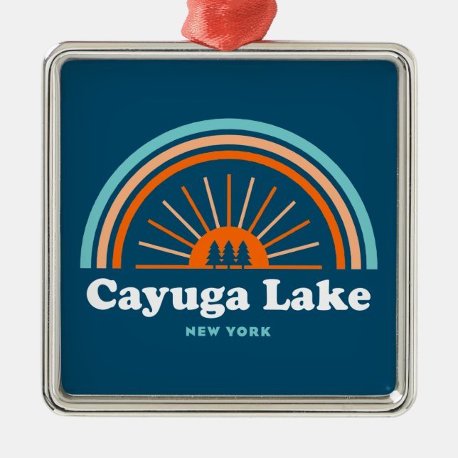 Cayuga Lake Rainbow Ornament Aus Metall (Vorne)