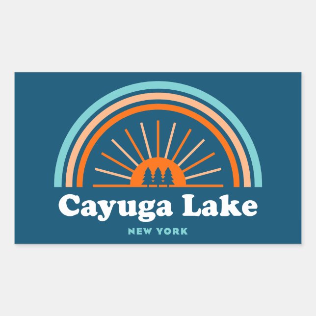 Cayuga Lake Rainbow Rechteckiger Aufkleber (Vorderseite)