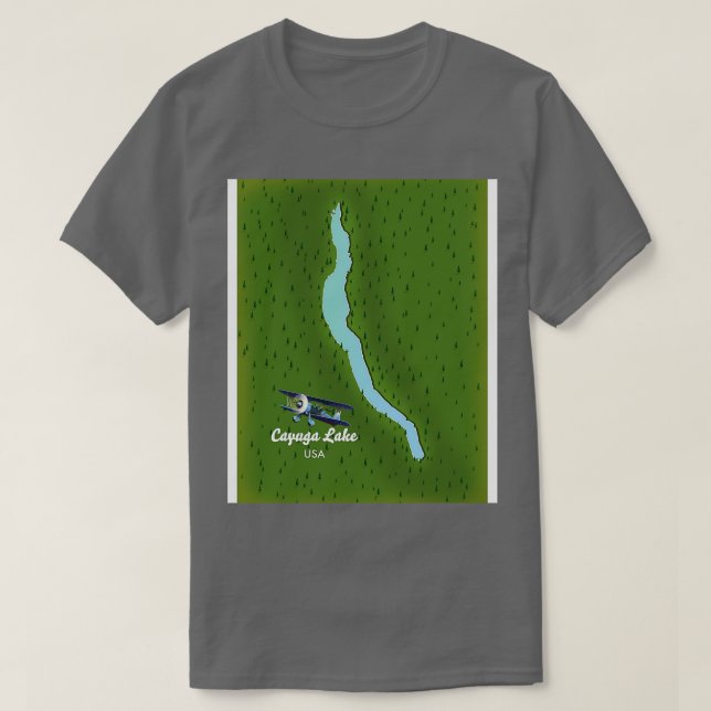 Cayuga Lake USA Karte T-Shirt (Design vorne)