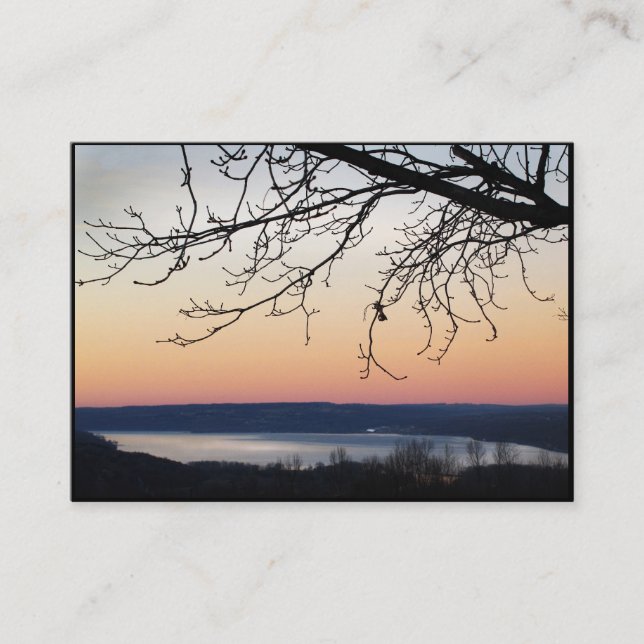 Cayuga See an Sonnenuntergang ATC Visitenkarte (Vorderseite)
