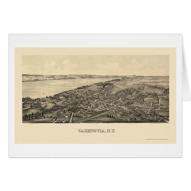 Cazenovia, carte panoramique de NY - 1890 (Devant horizontal)