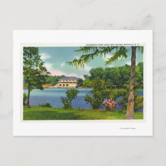 Cazenovia Park Sicht auf den See und das Casino Postkarte (Vorderseite)