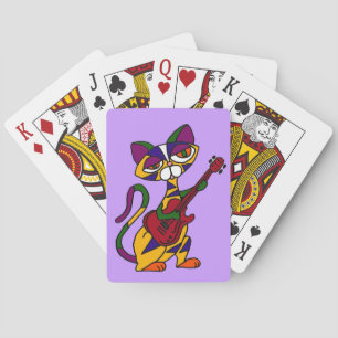 CB - Coole Cat Playing Guitar Cartoon Spielkarten