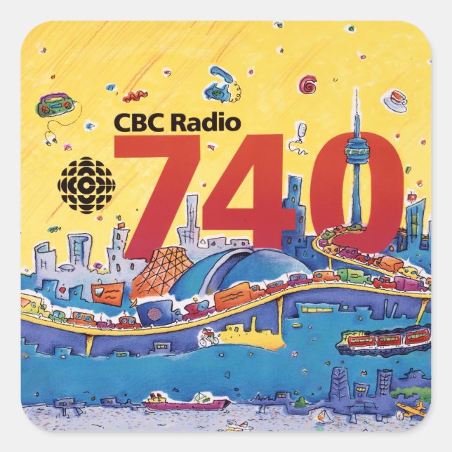 CBC Radio 740 - 1980 Promo-Grafik Quadratischer Aufkleber (Vorderseite)