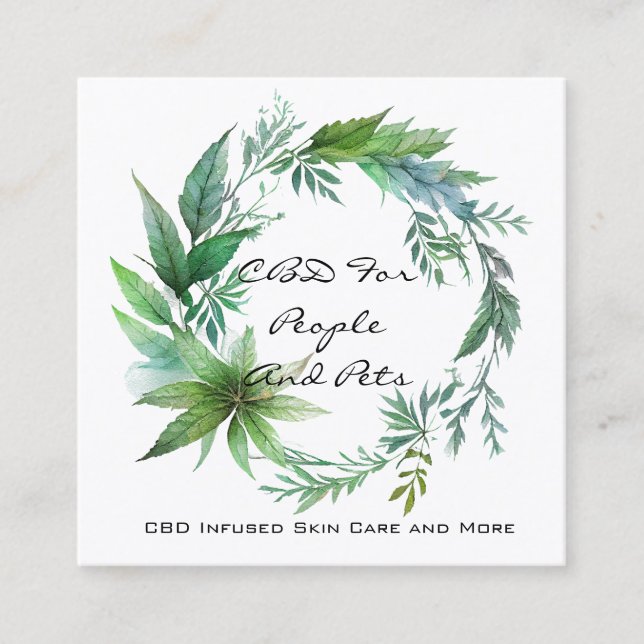 CBD Leaf Wreath Quadratische Visitenkarte (Vorderseite)