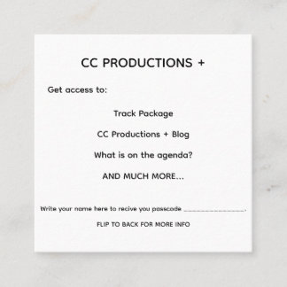 CC Productions+ Quadratische Visitenkarte