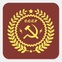 CCCP Hamer & Sickle Emblem Square Stickers