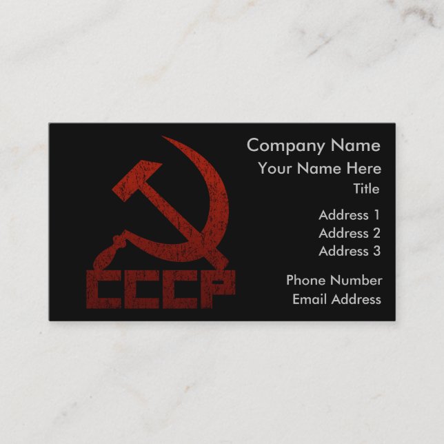 CCCP Hammer u. Sichel Visitenkarte (Vorderseite)