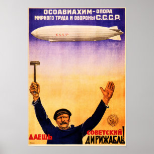 CCCP Sowjetluftschiff Russische Kommunale Propagan Poster