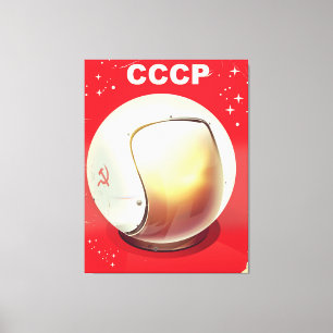 CCCP Vintage rotes sowjetisches Weltraumplakat Leinwanddruck