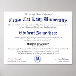CCLU Diploma - Navy Siegel - Cat Portrait Poster